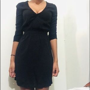 Divided Wrap Style Black Dress